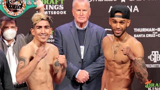 LEO SANTA CRUZ VS KEENAN CARBAJAL FULL UNDERCARD WEIGH IN AND FACE OFF VIDEO  THURMAN VS BARRIOS [upl. by Zeeba]