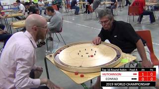 2019 World Crokinole Championship  Top 16  Conrad v Hutchinson [upl. by Nims]