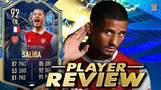 92 TEAM OF THE SEASON SALIBA PLAYER REVIEW  TOTS  FIFA 23 Ultimate Team [upl. by Naamana]