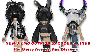 3 New Emo Outfits ID Codes  Links For Girl For Brookhaven RP Berry Avenue And Bloxburg Part 2 [upl. by Nojel391]