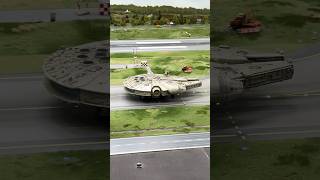 EPIC Millenium Falcon Model Flying Landing and Taking Off Again in RL🔥🤯 starwars modelbuilding [upl. by Eecal]