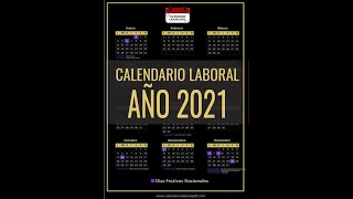 CALENDARIO LABORAL 2021  Días Festivos Nacionales para 2021 ¡DEBES VERLO [upl. by Bohannon756]