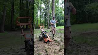 The stump grinding will soon be done But here are some tips and tricks on how to grind up a stump [upl. by Aihtela]