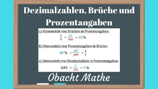 Umwandeln von Dezimalzahlen Brüchen und Prozentangaben  schnell amp einfach erklärt  ObachtMathe [upl. by Gilliette940]