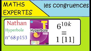 Terminale Maths ExpertesArithmétique et congruenceExercice 68 p 153 Nathan Hyperbole 610k [upl. by Durr402]