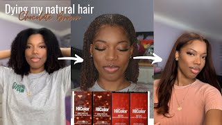 Dying My Natural Hair Chocolate Brown  Loreal HiColor  Gabrielle Amandaaa [upl. by Tarra335]