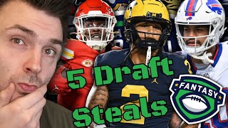 TOP 5 Fantasy Football Draft STEALS for the 2024 Season [upl. by Deron]