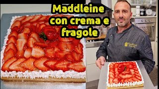 Madeleine torta con crema pasticcera e fragoleNuova ricetta fatta a mano facile per tutti [upl. by Capwell]