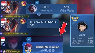 KETEMU TOP GLOBAL JULIAN 5000 MATCH GUA AJAK DIA META CIKI TAPI JUNGLER HAYABUSA  AXCYYL   MLBB [upl. by Skelton]