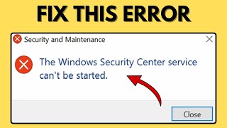 Fix Windows Security Center Cant be started Windows 1110 [upl. by Vachil765]