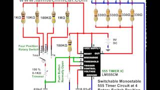 Switchable Monostable 555 Timer Circuit at Four Rotary Position 1ms to 1s [upl. by Leahcimnaj]