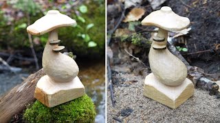 Mushroom wood carving [upl. by Dao437]