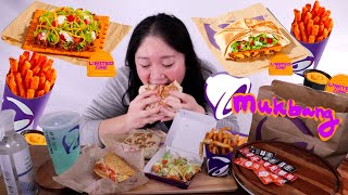 Taco Bell Mukbang new CHEEZIT Tostada amp CHEEZIT Crunch Wrap Supreme [upl. by Burchett]