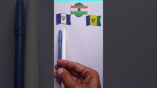 Barbados 🇧🇧 Saint Vincent 🇻🇨 And Indian 🇮🇳 Flag  shorts shortfeed art [upl. by Teerprug]