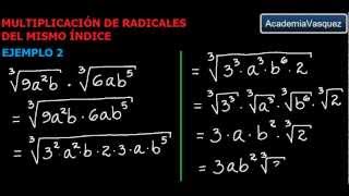 Multiplicación de Radicales del mismo Índice Teoría y Ejemplos [upl. by Locin]