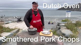 Smothered Pork Chops Dutch Oven Outdoor Cooking [upl. by Odnalro]