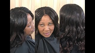 SEW IN WEAVE WITH MICRO BRAIDS LEAVE OUT [upl. by Lrig]