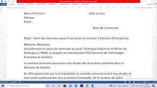 Préinscription Lettre de Motivation pour études en France CAMPUS FRANCE [upl. by Ruth]