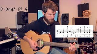 Acoustic Play Along  D Dmaj7 D7 G 2  Beginner Chord Practice [upl. by Fabiola606]