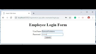 Login Form using JSP  Servlet  JDBC  MySQL Example [upl. by Sutsugua]