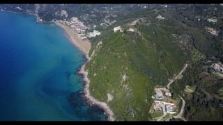 Aerial video Pelekas Yaliskari to Glyfada and Mirtiotisa beach Feb 2017 [upl. by Askwith]