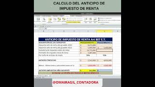 Como calcular el anticipo del impuesto de renta [upl. by Darraj]