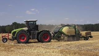 CLAAS XERION 4200 mit KRONE BiGPACK 1290 amp BaleCollect am Quaderballenpressen  SOUND  4K [upl. by Nitsrik894]