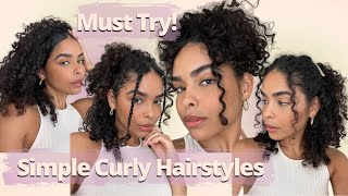 SIMPLE CURLY HAIRSTYLES ON SHORT HAIR Curly Hairstyle Tutorial [upl. by Derwon]