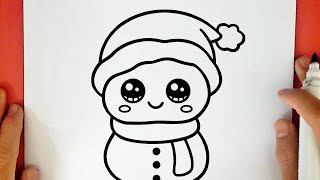 COMMENT DESSINER UN BONHOMME DE NEIGE DE NOËL KAWAII [upl. by Squires]