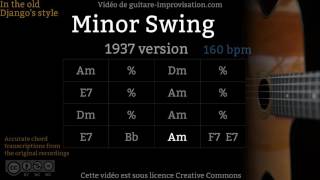 Minor Swing 160 bpm Old Style  Gypsy jazz Backing track  Jazz manouche [upl. by Reisman]