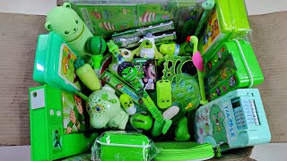 Box full of fancy green stationery Ben10 toy collection pencil box pencil sharpener eraser kit [upl. by Reames277]