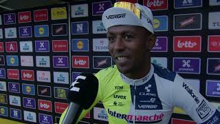 Biniam Girmay  Interview at the start  Ronde van Vlaanderen  Tour of Flanders 2024 [upl. by Llenrahs315]