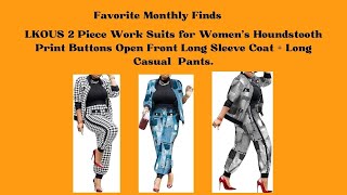 Favorite Amazon Finds  LKOUS 2 Piece Suits for Womens Houndstooth Print  Click the link to shop [upl. by Fotzsyzrk846]