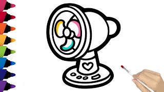 선풍기 How to draw an Electronic Fan  coloring pages for kids menggambar drawingtutorial 선풍기그리기 [upl. by Ahsaelat]