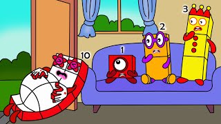 Numberblocks 10 suddenly fell in front of the door  Numberblocks Fanmade Coloring Story [upl. by Shaffer313]