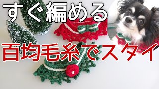 【かぎ針犬用スタイ】可愛い簡単すぐに編める簡単なわんこのスタイ（付け襟）です もちろんニャンにもOK 緑と赤で本体はどちらも同じ編み方 犬用セーターより簡単なのでクリスマスプレゼントにもお勧めです [upl. by Eiggem]