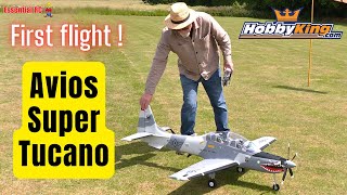 First flight  NEW 16m Avios Super Tucano wRetracts Flaps amp LED Lights [upl. by Vories]