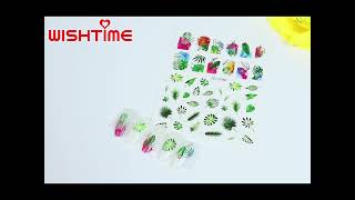 WISHTIME 3D Colorful Laser Butterfly Decals for Nail Decoration Supplies Nail Sticker [upl. by Terrel690]