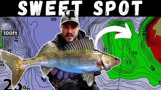 Mid Winter Walleye Location  Ice Fishing Walleyes in a High Percentage Spot [upl. by Lody]