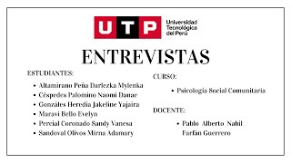 ENTREVISTASPSICOLOGÍA SOCIAL COMUNITARIA [upl. by Aisirtap]