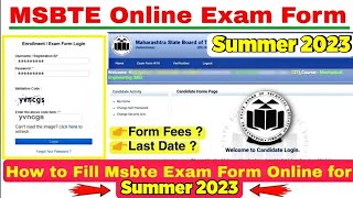 How to fill Msbte Exam Form MSBTE Summer 2023 Msbte Exam Form Filling Live Demo [upl. by Trill]