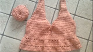 CANOTTA ALLUNCINETTO come fare passo passo 5  How to crochet a Crop top [upl. by Anehsuc816]