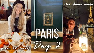 a romantic day in Paris 💕 The Louvre hot chocolate  Seine dinner cruise winter in France vlog [upl. by Naek]