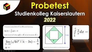 Mathe Probetest Studienkolleg Kaiserslautern  2022 [upl. by Ittam27]