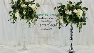 DIY Tall Blissfully Green Candlestick Wedding Centerpiece with 5Dollar Tree Vase HackDIY Tutorial [upl. by Eilloh264]