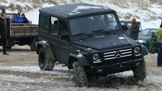 Mercedes Benz GClass G270 amp G400 4x4 SWIMMING  DRIVING IN SALTY ICED RIVER  Løkken Beach Tour [upl. by Nniroc]