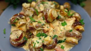 Einfach und lecker Gebratene Champignons in cremiger Käsesauce [upl. by Marleah]