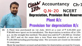 Depreciation Accounting  Class11th NCERT  Chapter No7 QN20 [upl. by Auginahs]