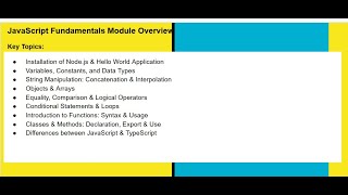 Overview of JavaScript Fundamentals Module [upl. by Litch]