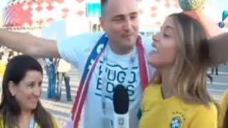 Torcedor tenta beijar repórter à força em mais um caso de assédio na Rússia [upl. by Sunderland]